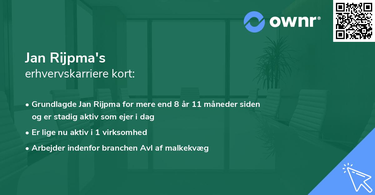 Jan Rijpma's erhvervskarriere kort