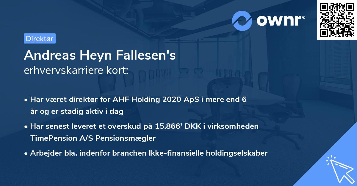 Andreas Heyn Fallesen's erhvervskarriere kort