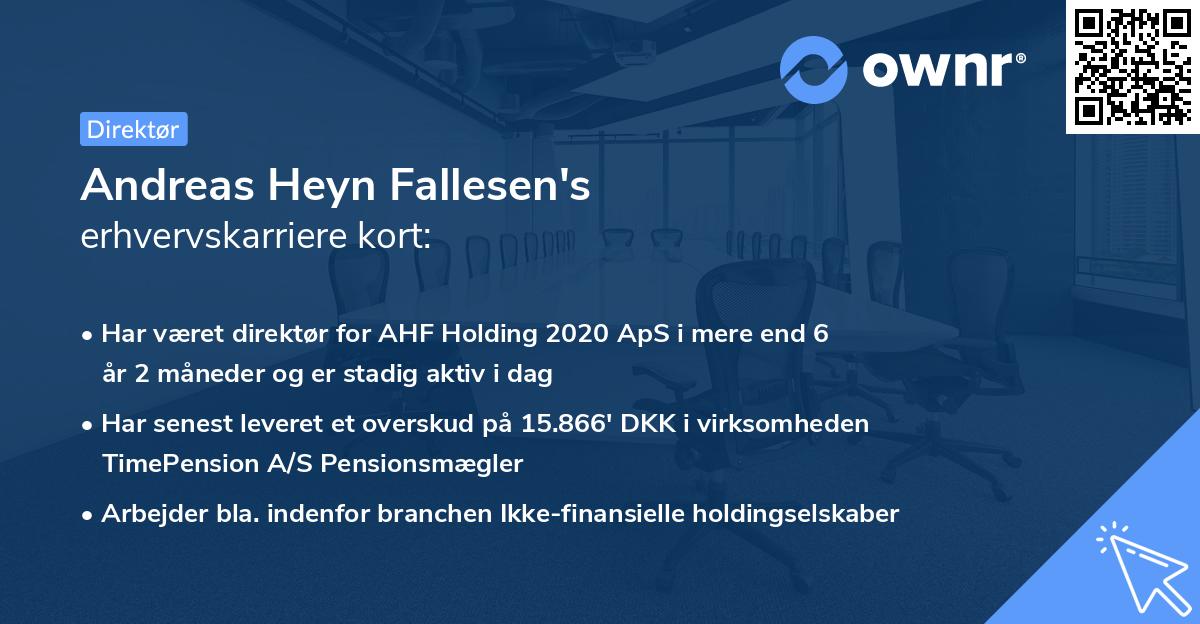 Andreas Heyn Fallesen's erhvervskarriere kort