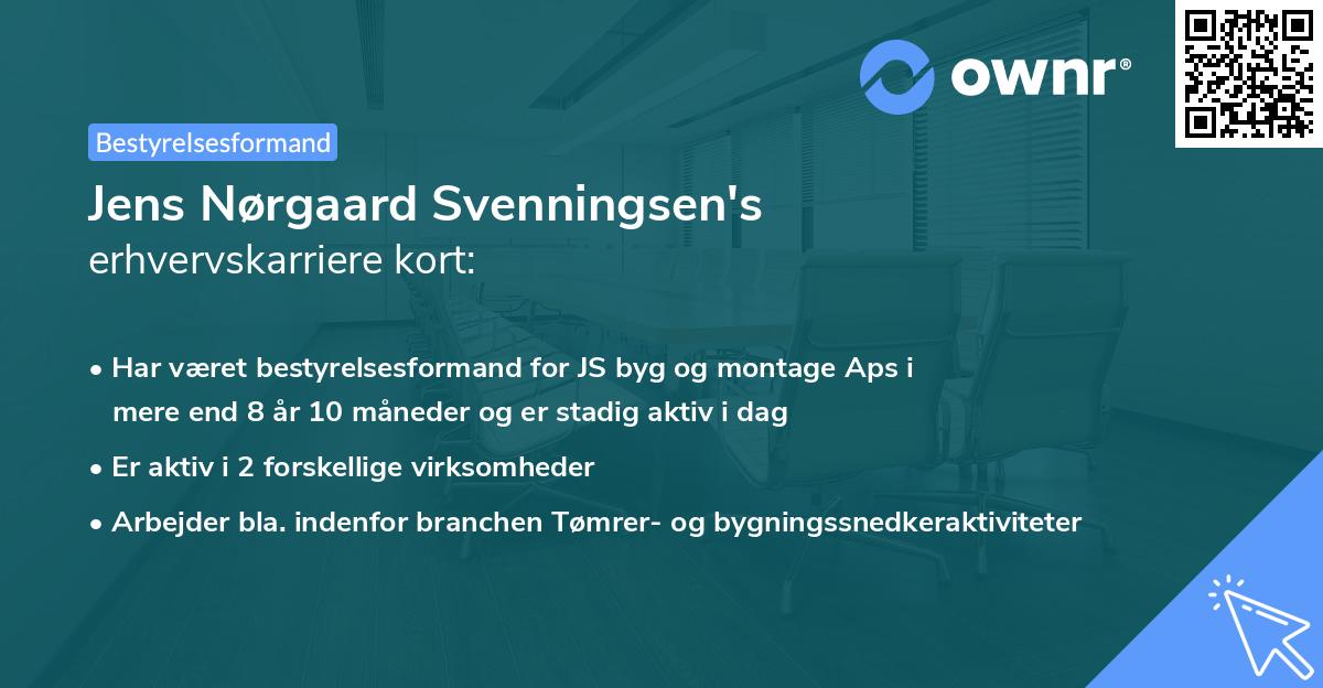 Jens Nørgaard Svenningsen's erhvervskarriere kort