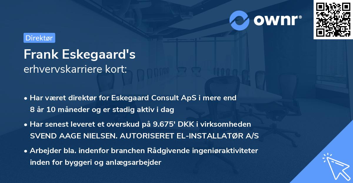 Frank Eskegaard's erhvervskarriere kort