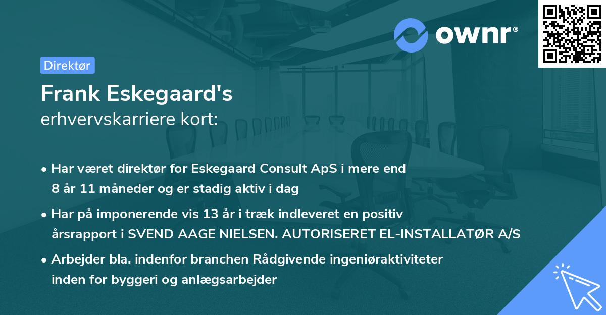 Frank Eskegaard's erhvervskarriere kort