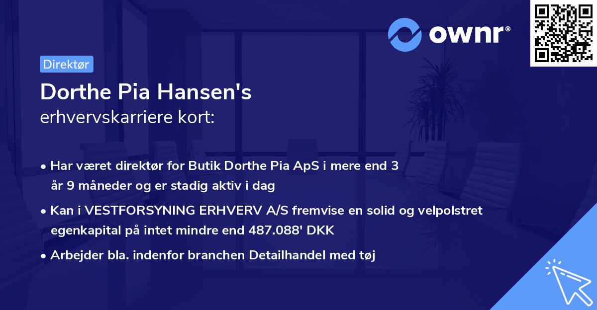 Dorthe Pia Hansen's erhvervskarriere kort