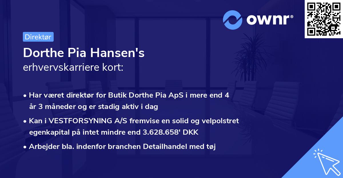 Dorthe Pia Hansen's erhvervskarriere kort