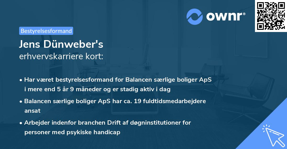 Jens Dünweber's erhvervskarriere kort