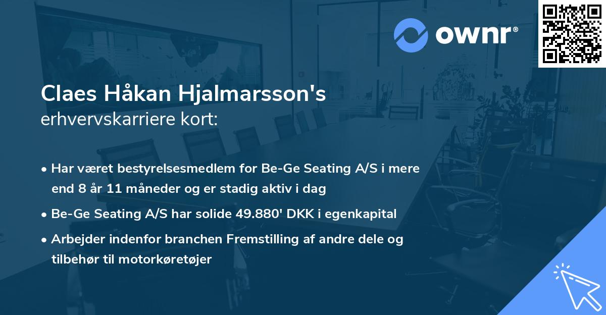Claes Håkan Hjalmarsson's erhvervskarriere kort