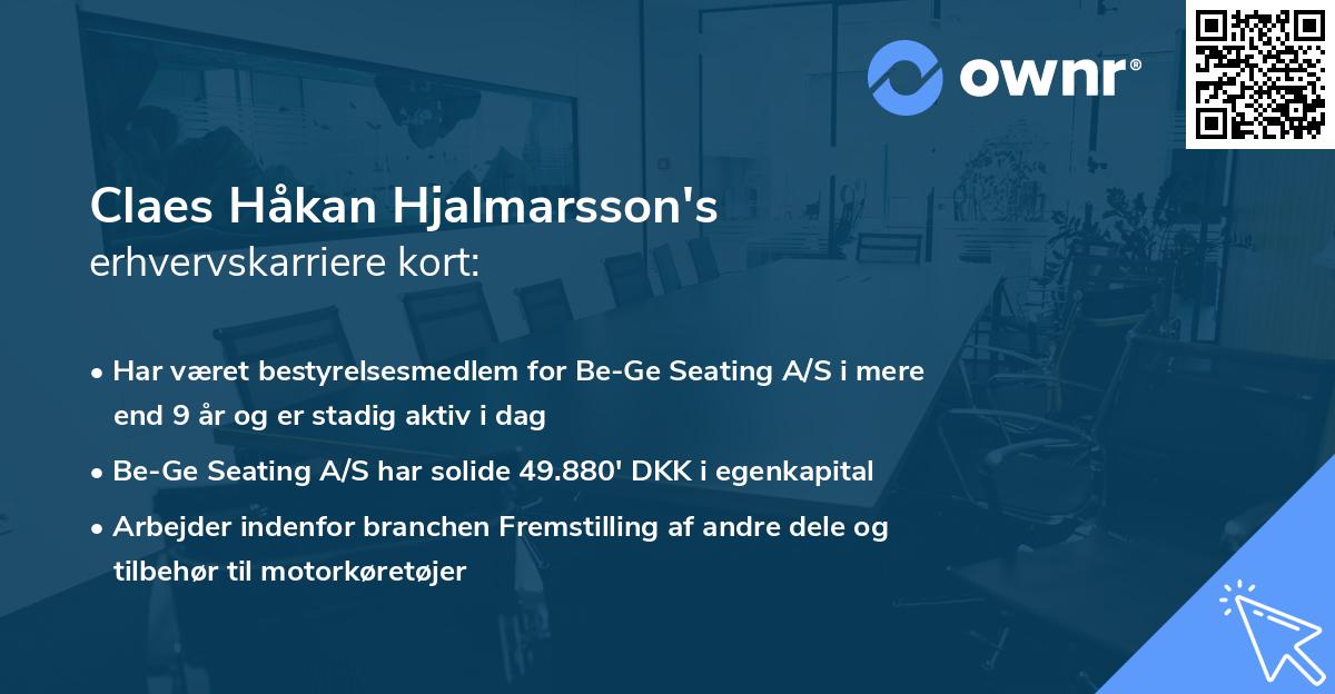 Claes Håkan Hjalmarsson's erhvervskarriere kort