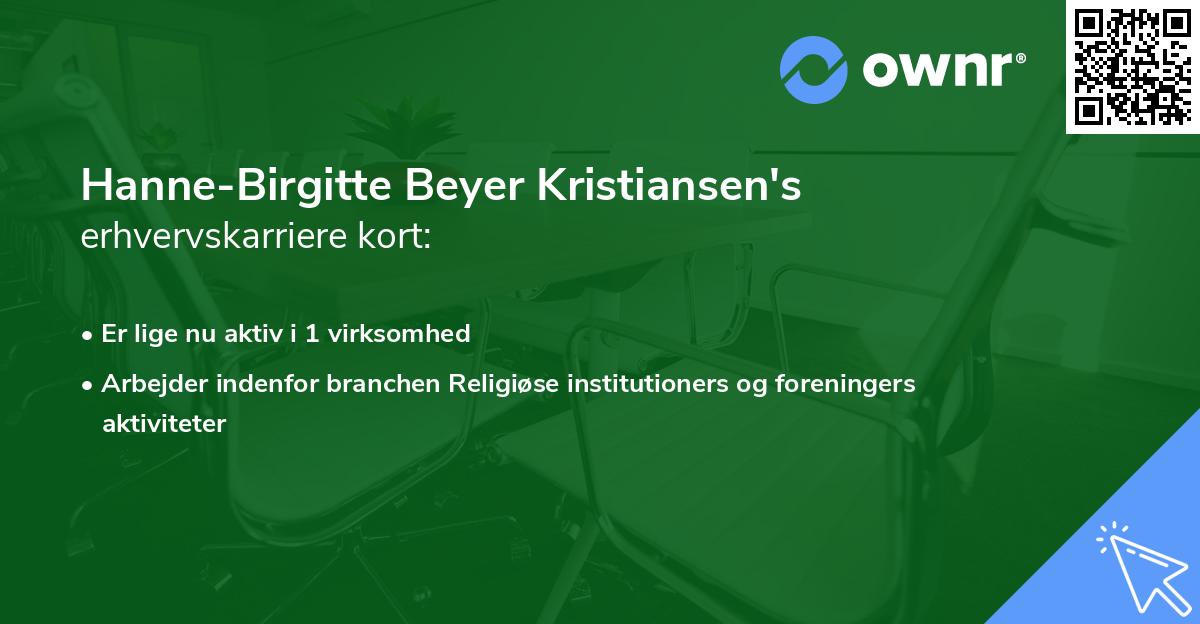 Hanne-Birgitte Beyer Kristiansen's erhvervskarriere kort