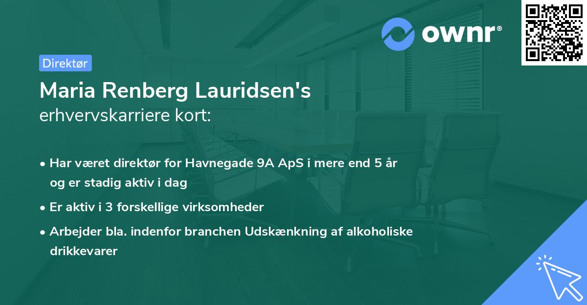 Maria Renberg Lauridsen's erhvervskarriere kort