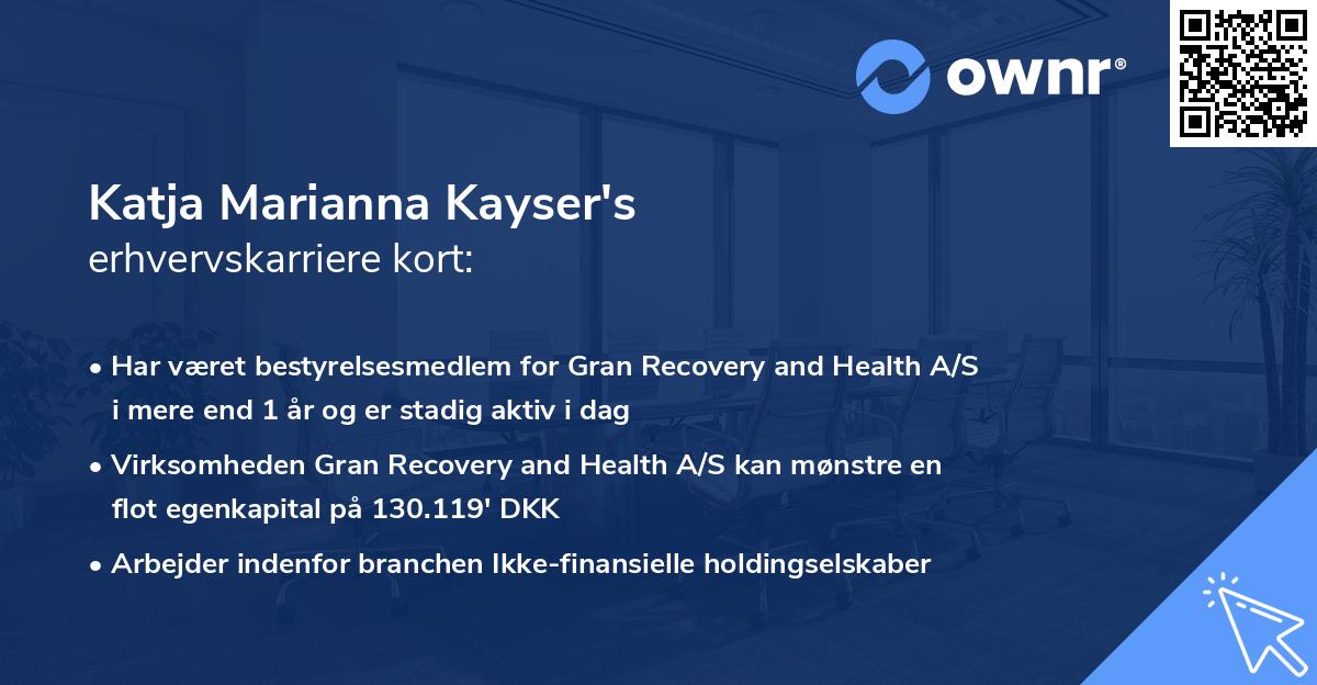Katja Marianna Kayser's erhvervskarriere kort