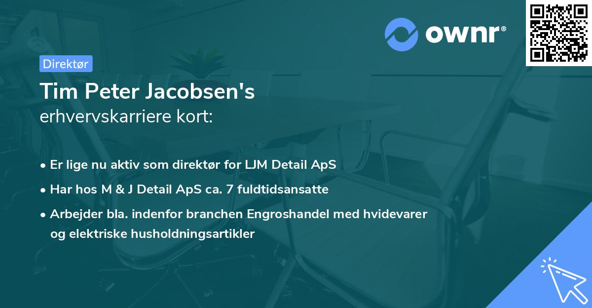 Tim Peter Jacobsen's erhvervskarriere kort