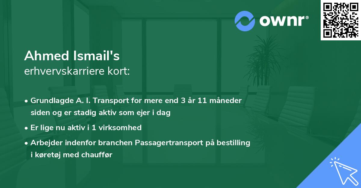 Ahmed Ismail's erhvervskarriere kort