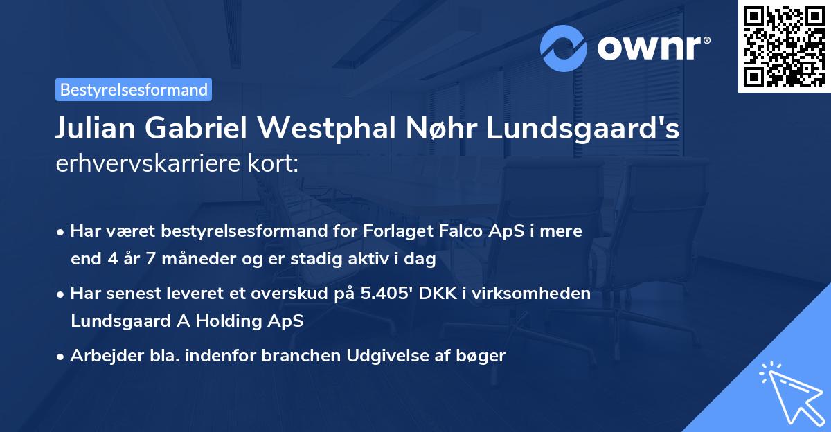 Julian Gabriel Westphal Nøhr Lundsgaard's erhvervskarriere kort