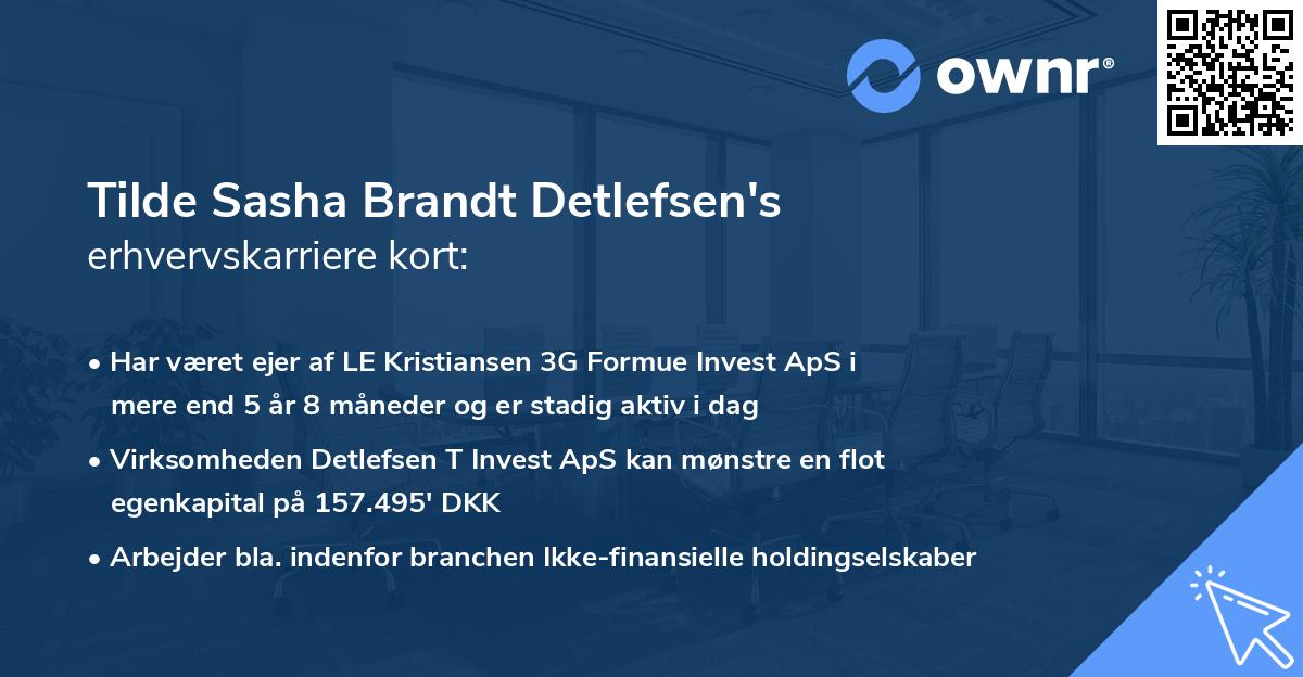 Tilde Sasha Brandt Detlefsen's erhvervskarriere kort
