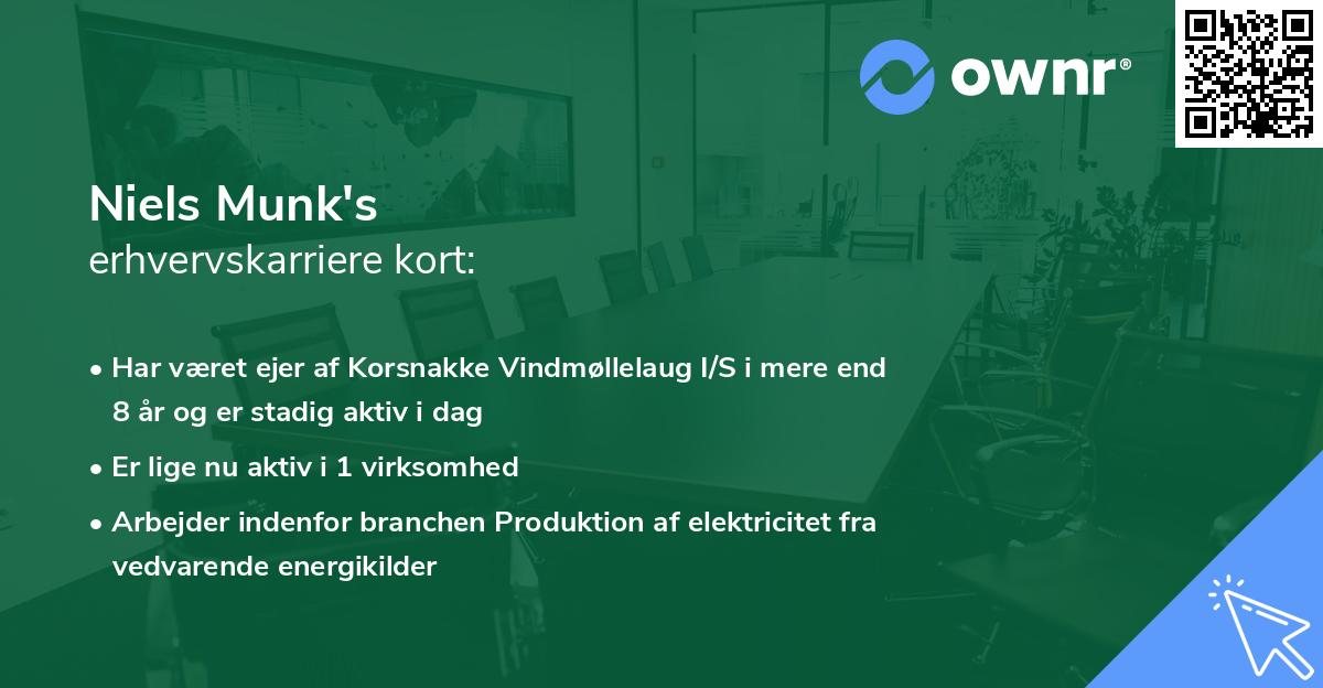 Niels Munk's erhvervskarriere kort