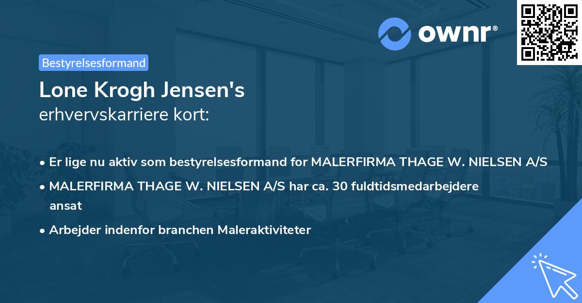 Lone Krogh Jensen's erhvervskarriere kort