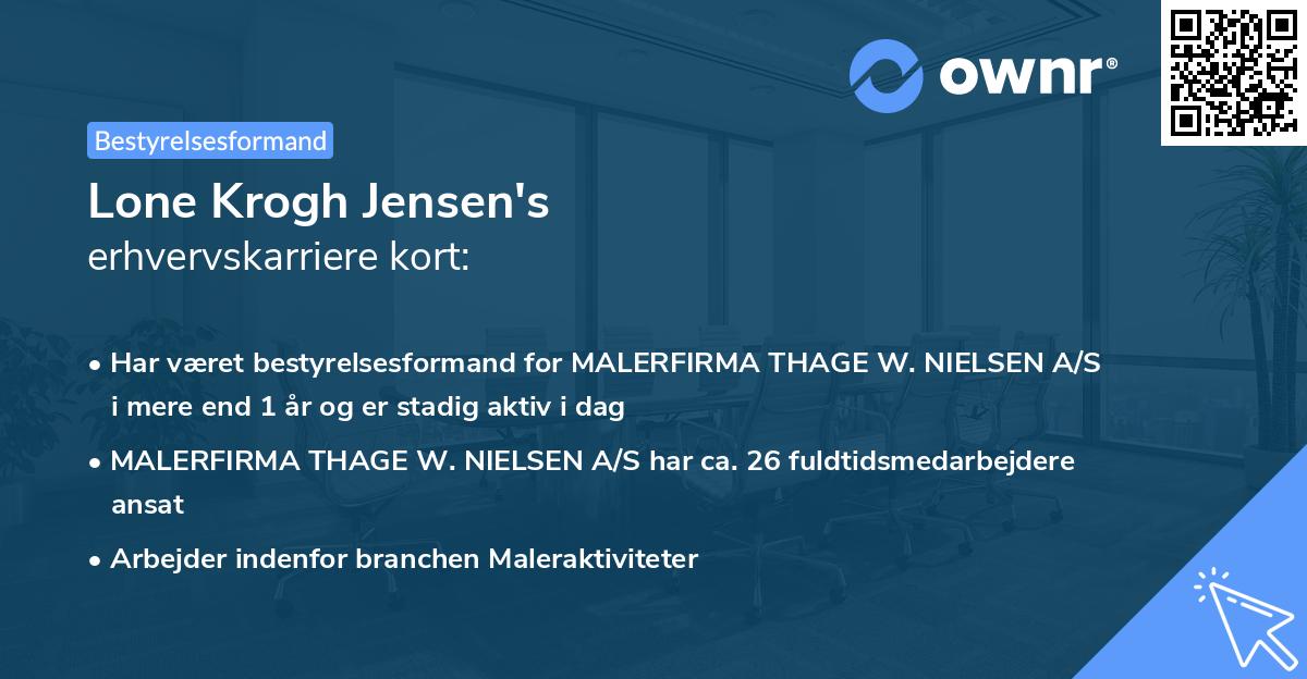 Lone Krogh Jensen's erhvervskarriere kort