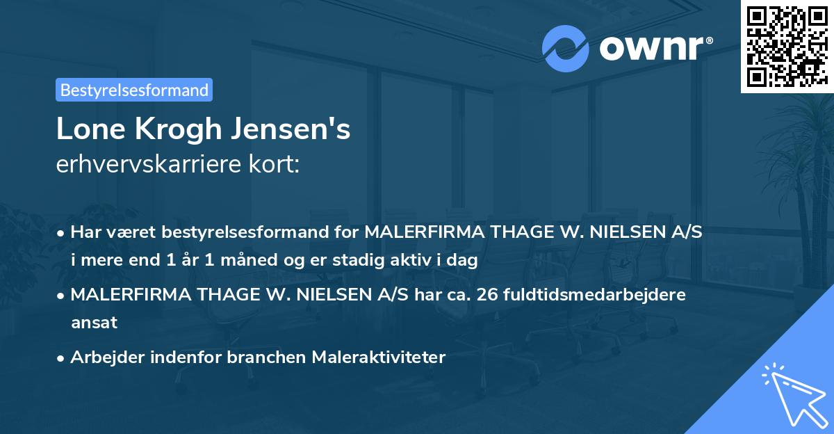 Lone Krogh Jensen's erhvervskarriere kort