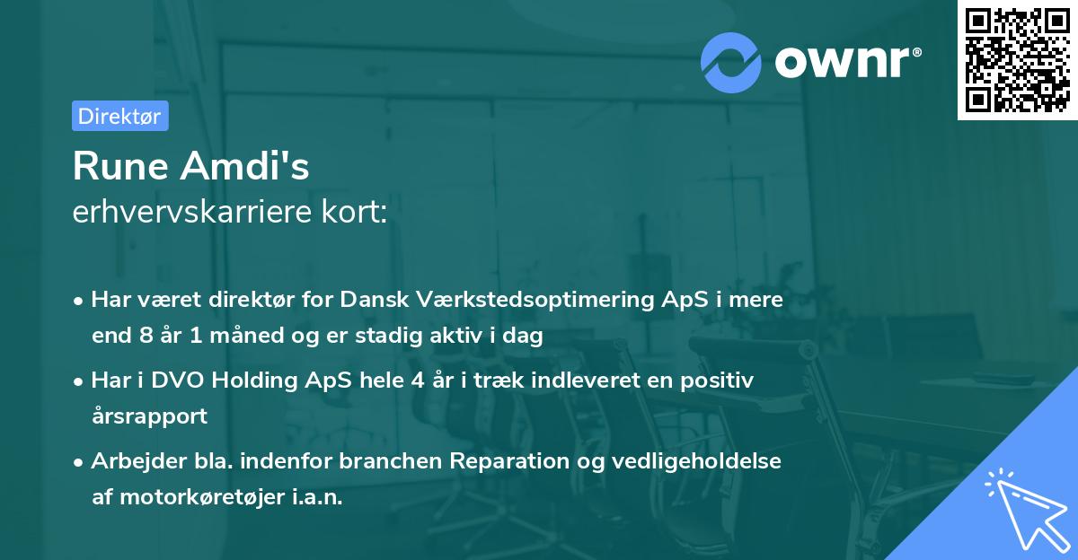 Rune Amdi's erhvervskarriere kort