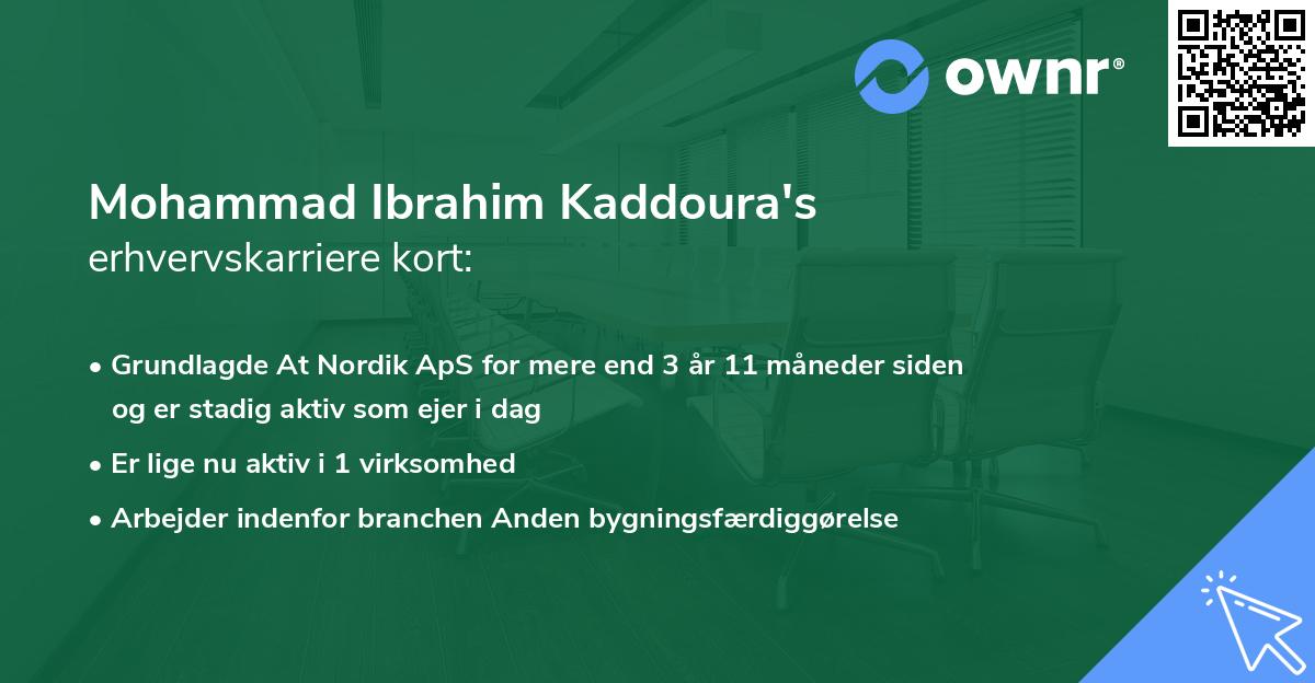 Mohammad Ibrahim Kaddoura's erhvervskarriere kort