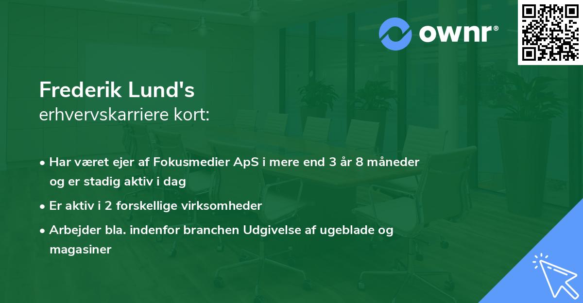 Frederik Lund's erhvervskarriere kort