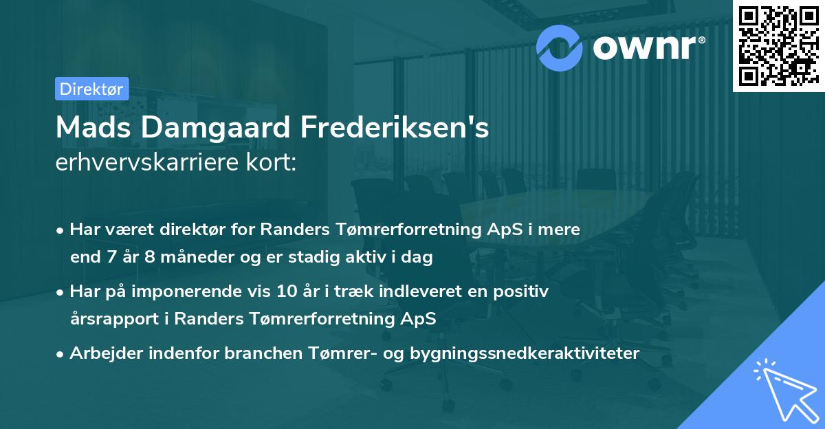 Mads Damgaard Frederiksen's erhvervskarriere kort