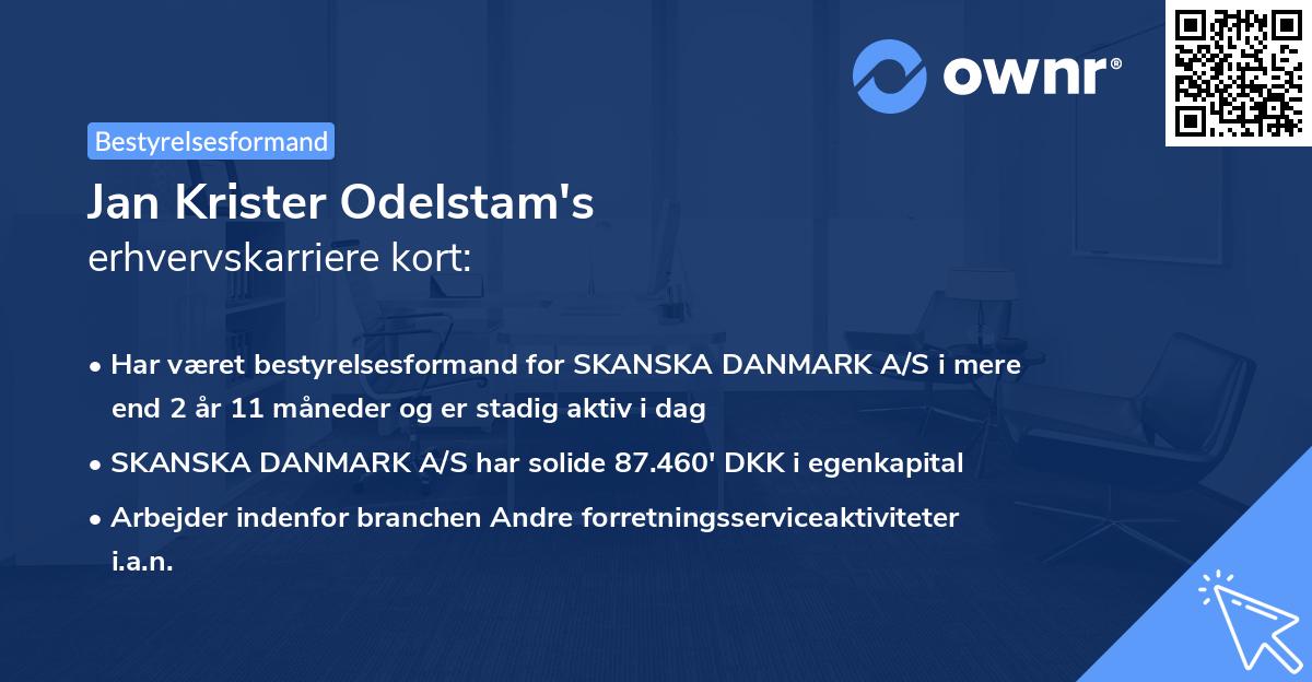 Jan Krister Odelstam's erhvervskarriere kort