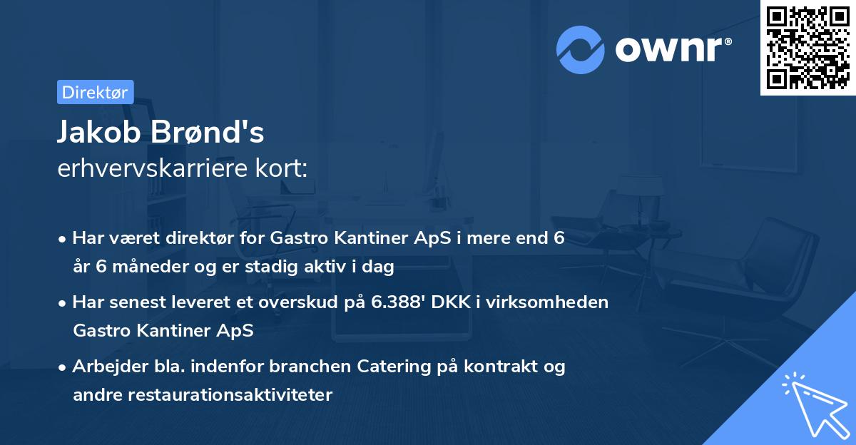 Jakob Brønd's erhvervskarriere kort