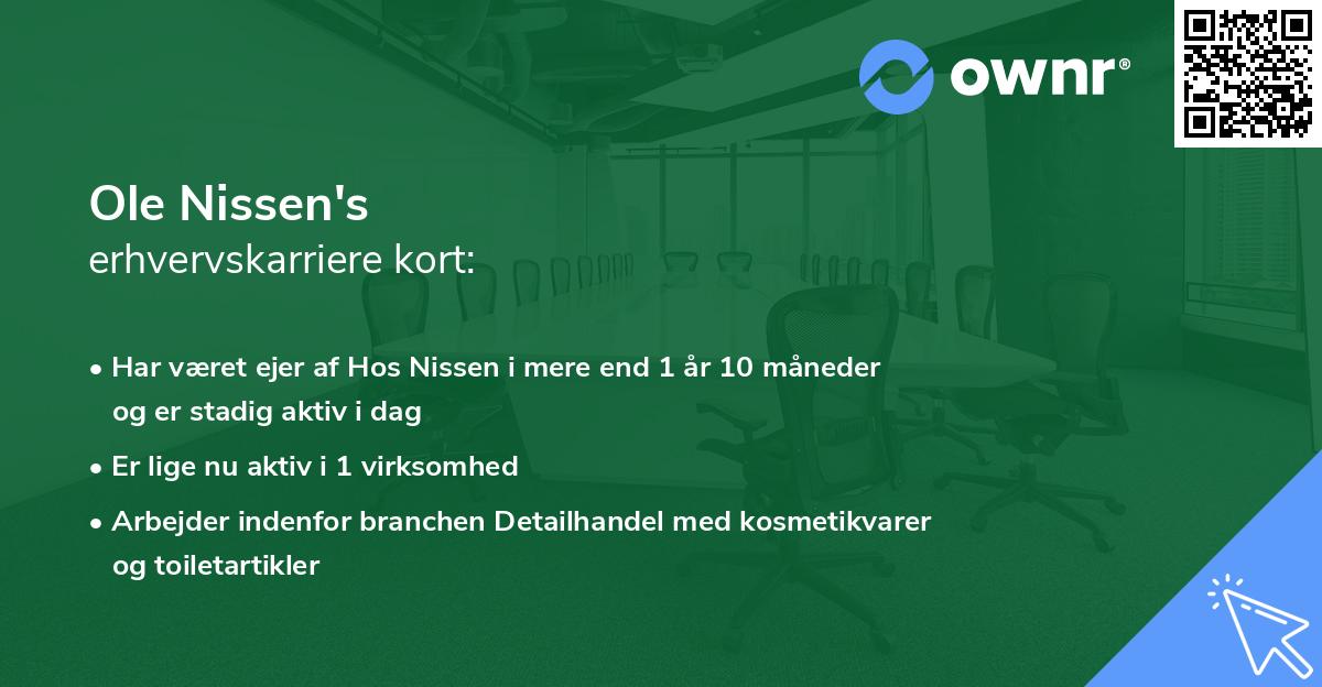 Ole Nissen's erhvervskarriere kort