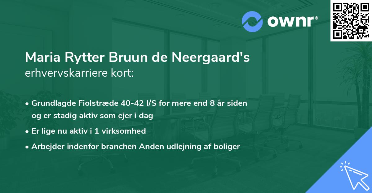 Maria Rytter Bruun de Neergaard's erhvervskarriere kort