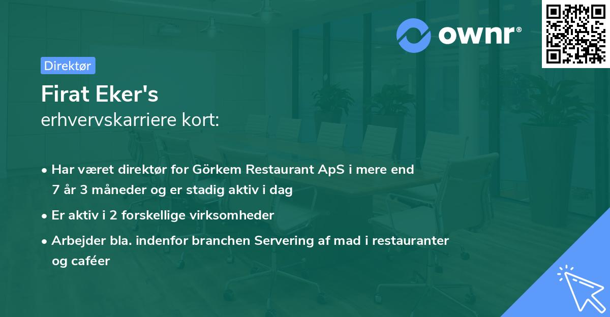 Firat Eker's erhvervskarriere kort