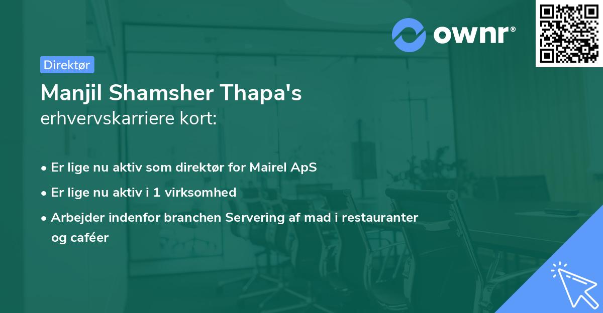 Manjil Shamsher Thapa's erhvervskarriere kort