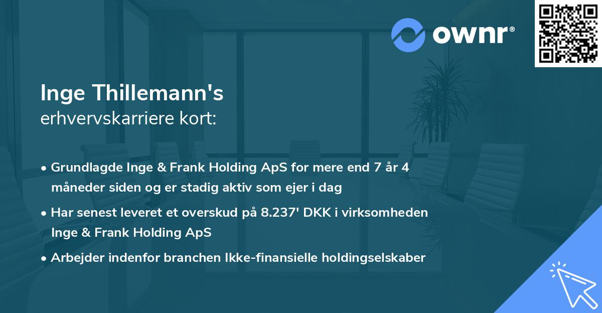 Inge Thillemann's erhvervskarriere kort