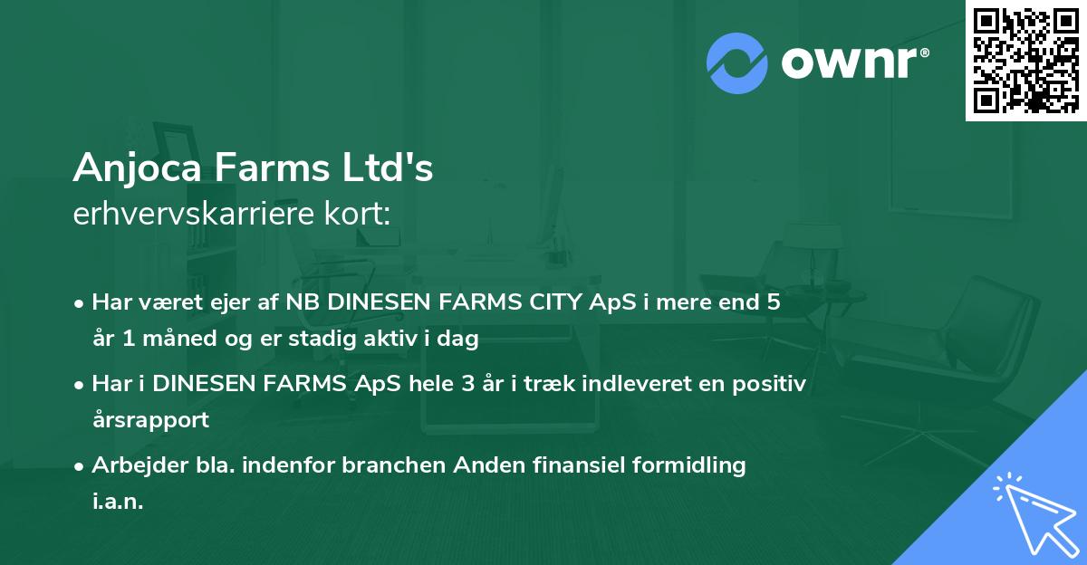 Anjoca Farms Ltd's erhvervskarriere kort