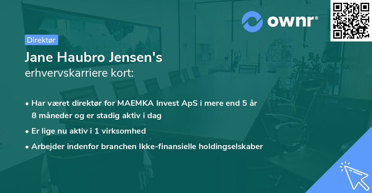 Jane Haubro Jensen's erhvervskarriere kort