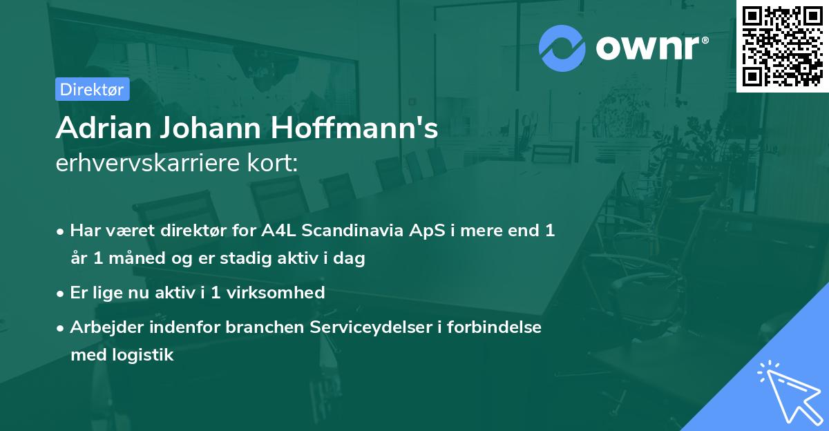 Adrian Johann Hoffmann's erhvervskarriere kort