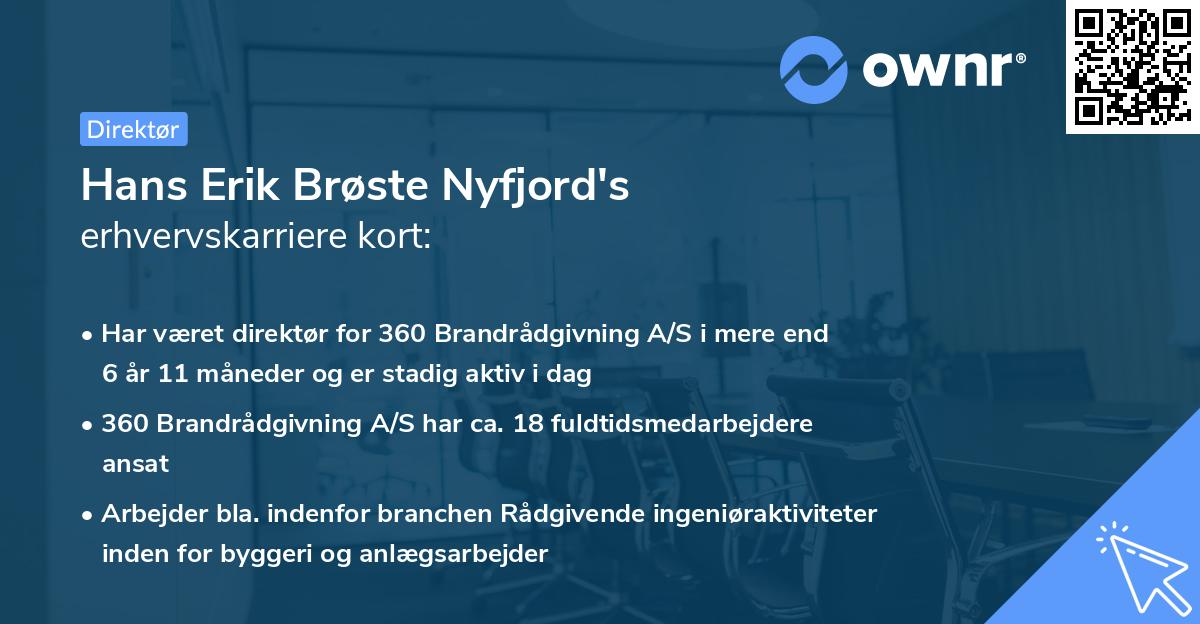 Hans Erik Brøste Nyfjord's erhvervskarriere kort
