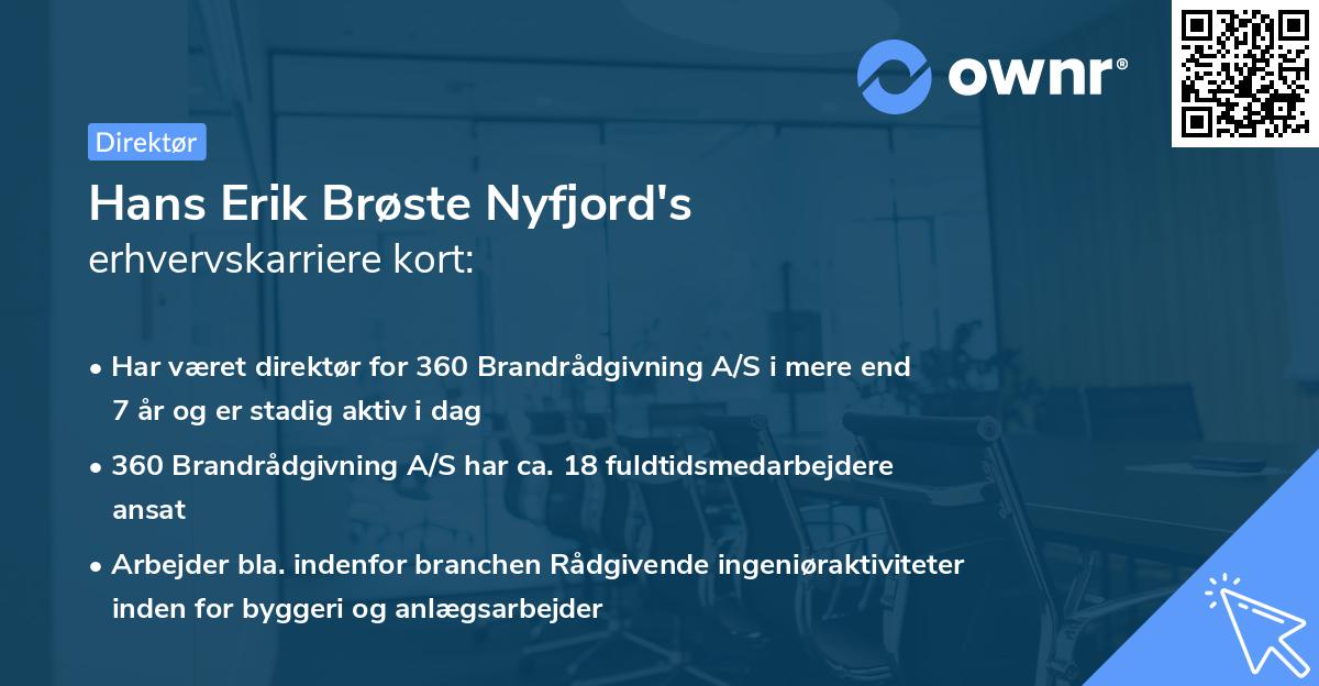 Hans Erik Brøste Nyfjord's erhvervskarriere kort