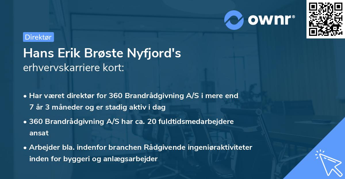 Hans Erik Brøste Nyfjord's erhvervskarriere kort