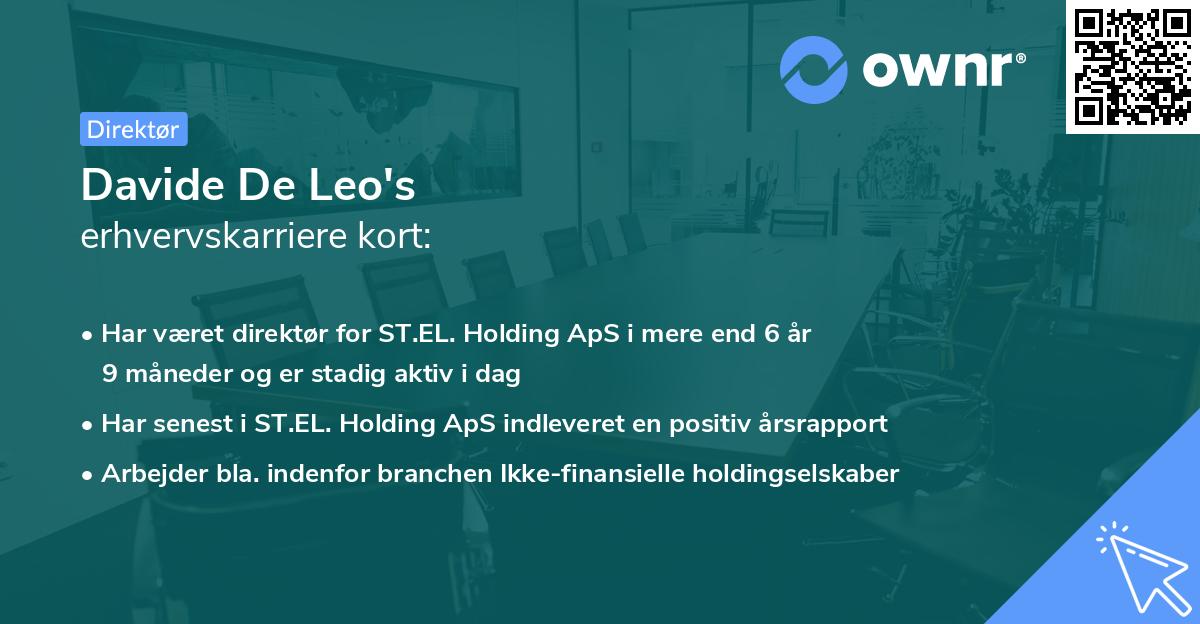 Davide De Leo's erhvervskarriere kort