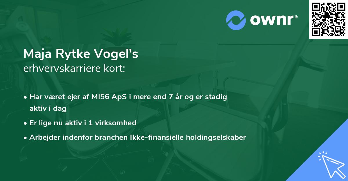 Maja Rytke Vogel's erhvervskarriere kort