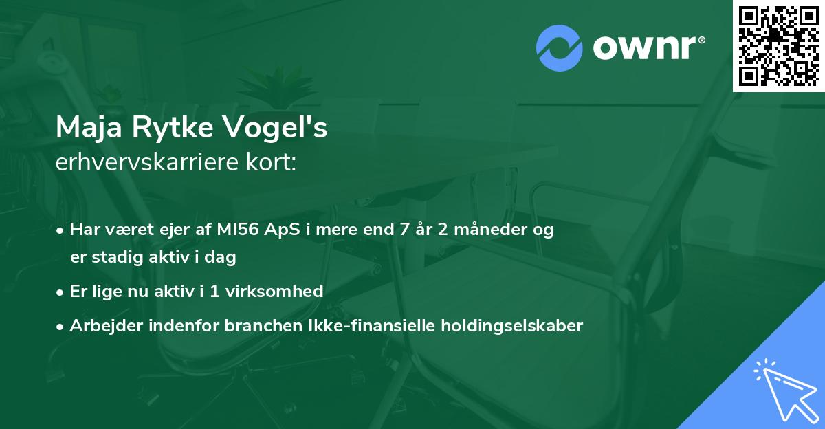 Maja Rytke Vogel's erhvervskarriere kort