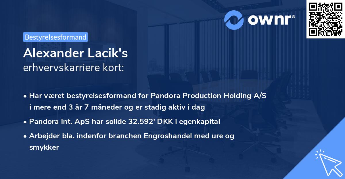 Alexander Lacik's erhvervskarriere kort