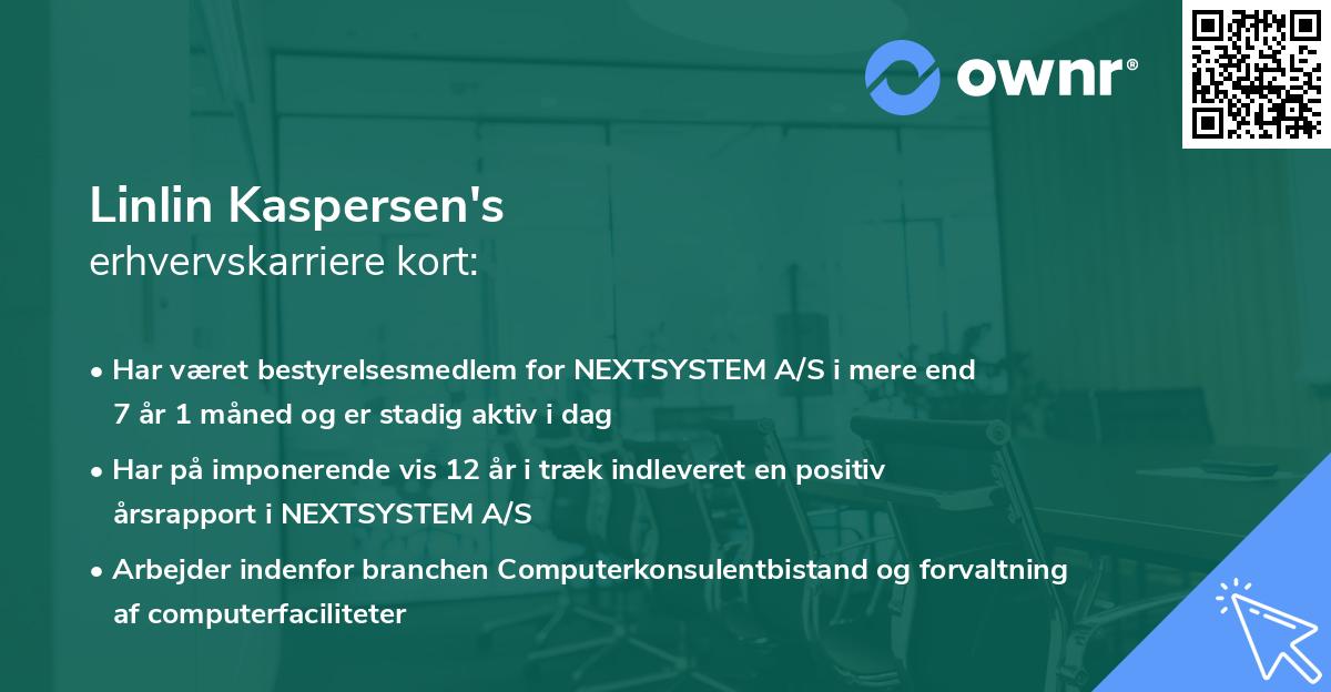 Linlin Kaspersen's erhvervskarriere kort