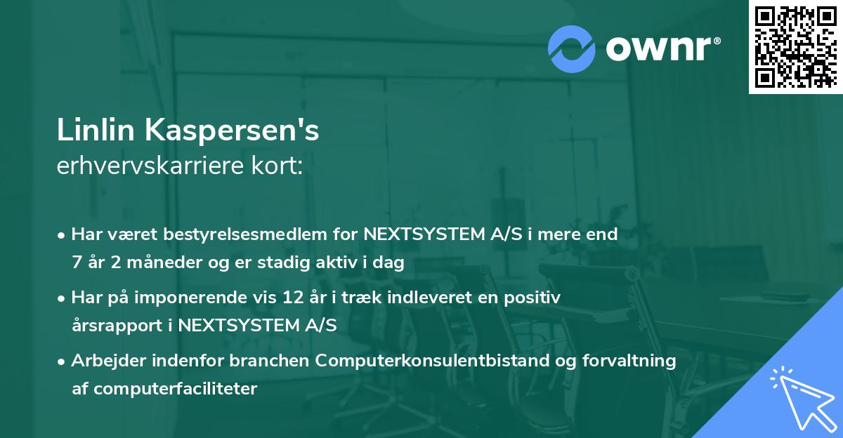 Linlin Kaspersen's erhvervskarriere kort