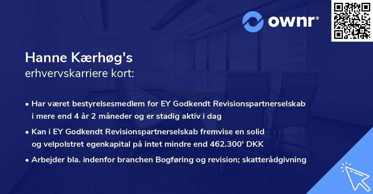 Hanne Kærhøg's erhvervskarriere kort