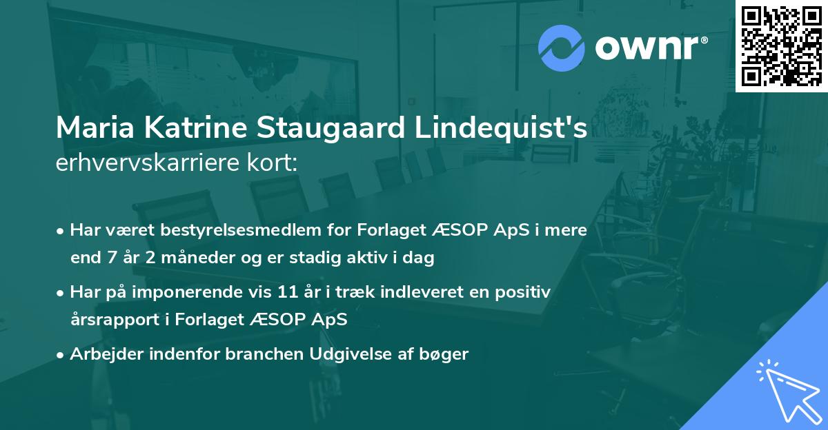Maria Katrine Staugaard Lindequist's erhvervskarriere kort