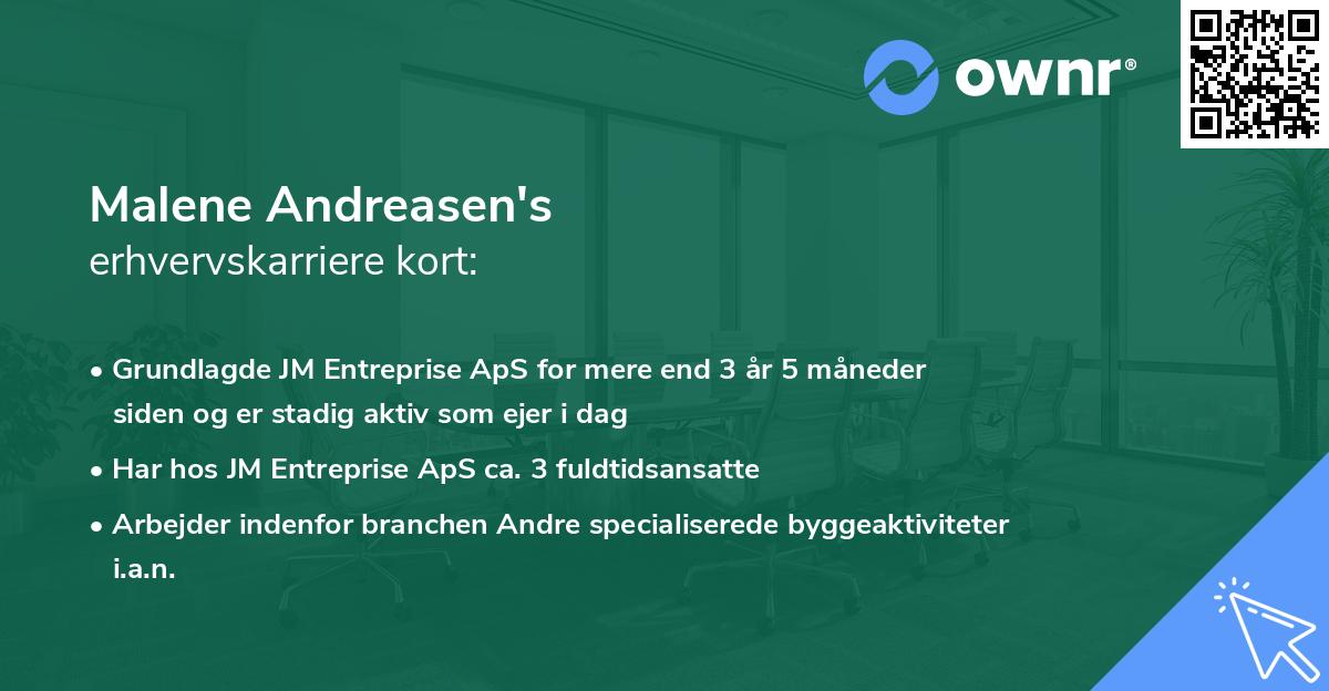 Malene Andreasen's erhvervskarriere kort