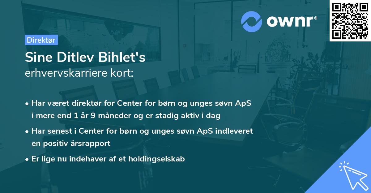 Sine Ditlev Bihlet's erhvervskarriere kort