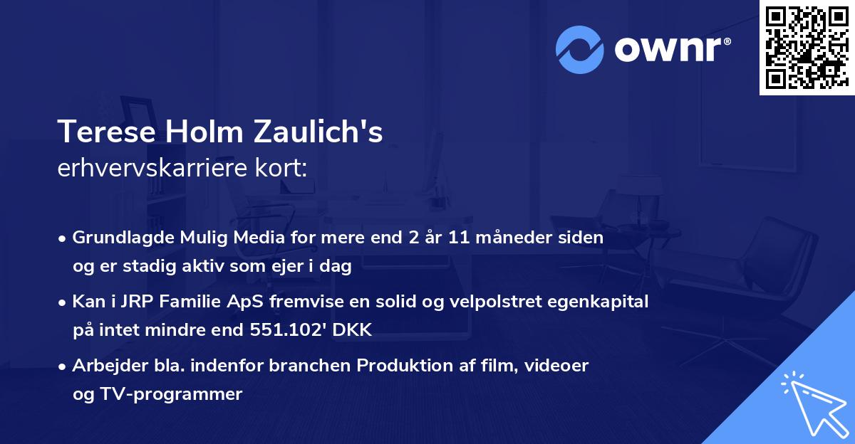 Terese Holm Zaulich's erhvervskarriere kort